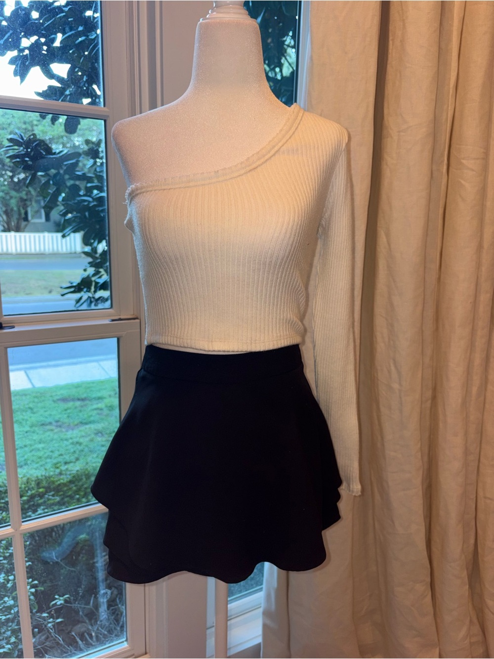 Swatch Black Skater Skirt with Flared Hem
